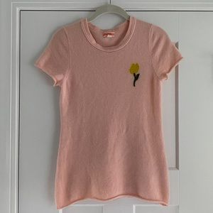 J. Crew Pink Cashmere Short Sleeve Tulip Sweater Size M